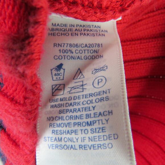 1990s Vintage Tommy Hilfiger Red Turtleneck Knit Sweater Medium Retro Logo - Picture 5 of 5